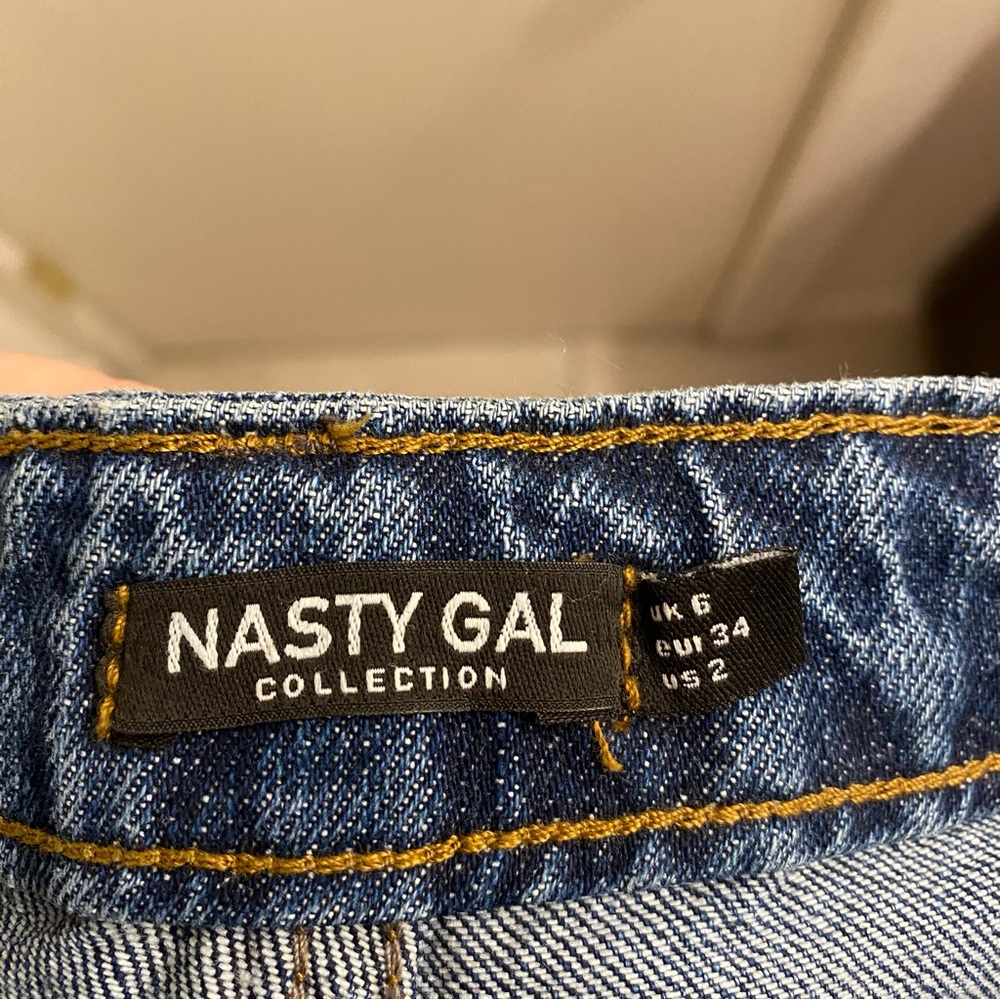 Nasty Gal Stop Staring At Me Embellished Denim Size 2 - Picture 4 of 5